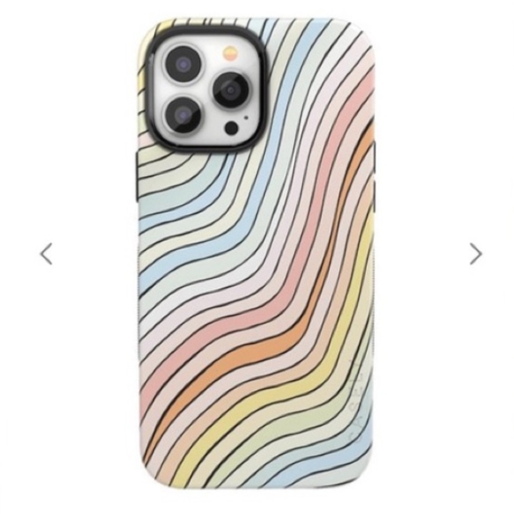 CASELY Bold+MagSafe iPhone 14 Pro Max Ride the wave pastel rainbow lined case
